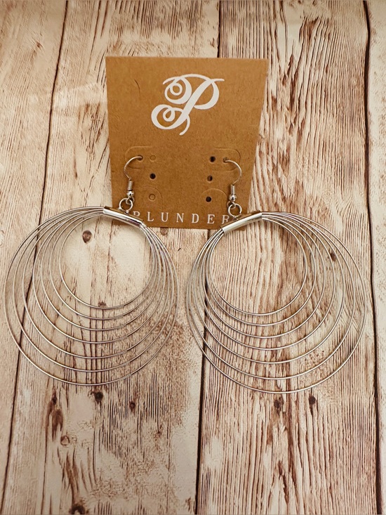 Plunder Jewelry - Plunder Silver Layered Multi-Hoop Drop Earrings